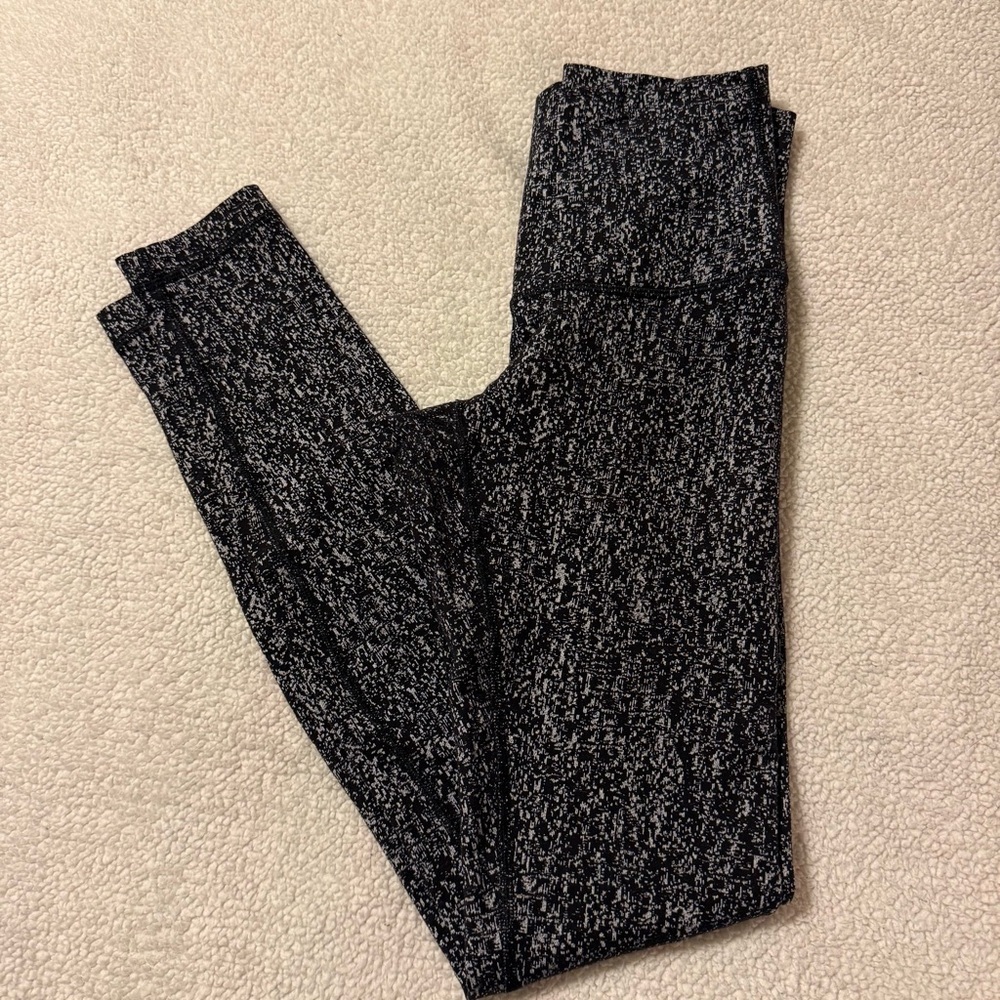 Lululemon Wunder Under Pant Hi-Rise Leggings Luon Suited Jacquard Black White